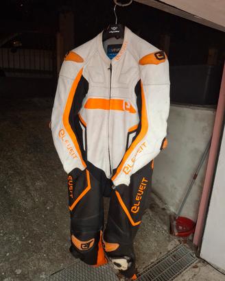 Tuta moto Eleveit Bianca Arancione