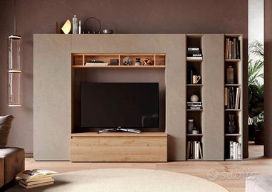 Parete attrezzata 305x40x186 h cm, Argilla e Cadiz