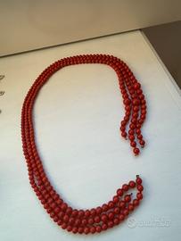 Collana vero corallo italiano tre fili