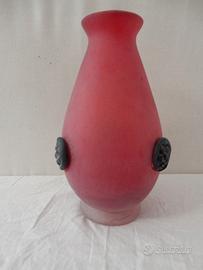 Vaso in vetro di Murano satinato rosso