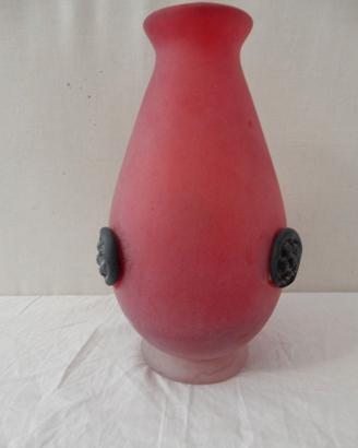 Vaso in vetro di Murano satinato rosso
