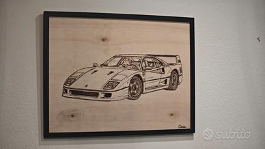 Ferrari F40 Pirografia 40x30