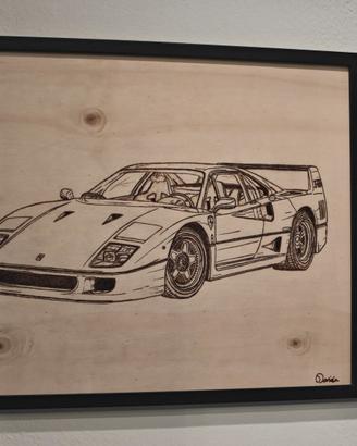Ferrari F40 Pirografia 40x30