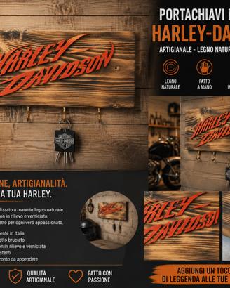 Portachiavi da Parete Harley Davidson in Legno Art