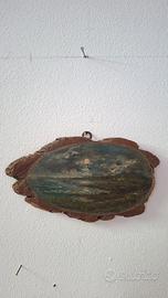 Affascinante dipinto vintage (26x16 cm) su legno
