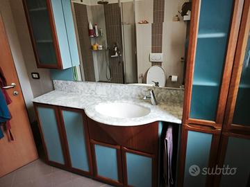 Mobile bagno marmo Carrara - 198 cm con specchiera