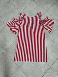 Vestito corto Shiki a righe rosso/rosa/bianco