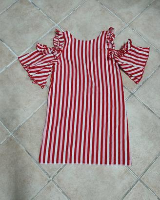 Vestito corto Shiki a righe rosso/rosa/bianco