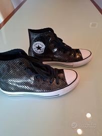 Converse All Star alte nere effetto rettile 37