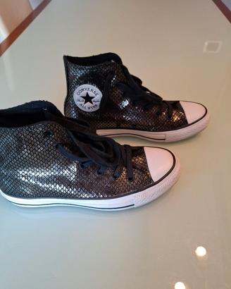 Converse All Star alte nere effetto rettile 37