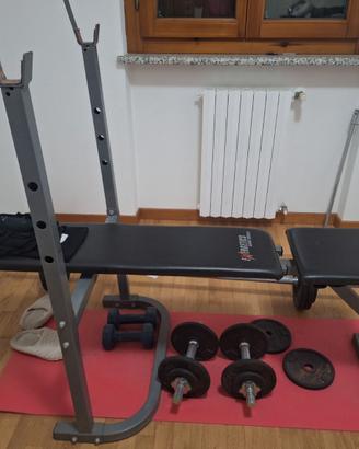 Panca con pesi vari