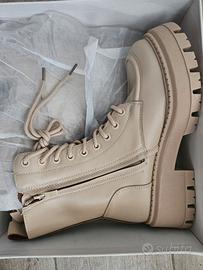 Anfibi / Stivaletti donna beige n. 37 - Nuovi con