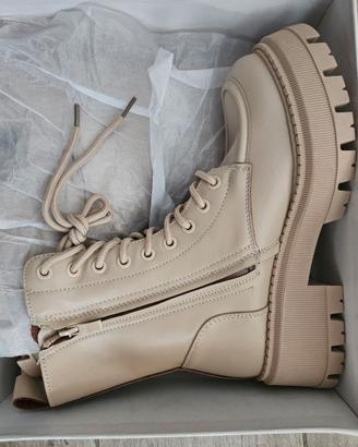 Anfibi / Stivaletti donna beige n. 37 - Nuovi con