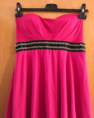 Abito donna elegante fucsia asimmetrico 