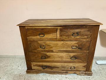 Cassettiera legno massello stile etnico/coloniale