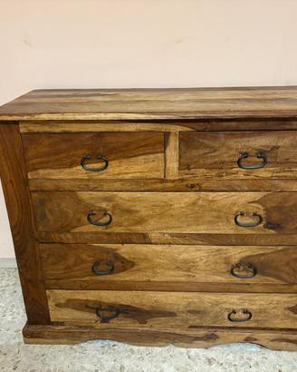 Cassettiera legno massello stile etnico/coloniale