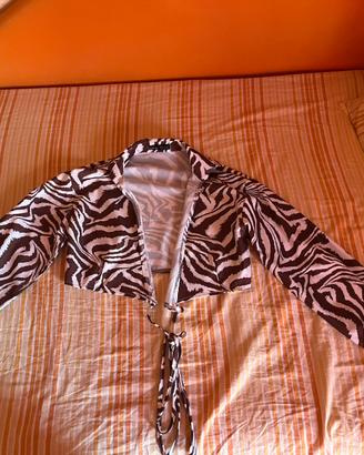 Top zebrato manica lunga taglia xs elegante