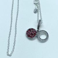 PANDORA Charm disco rosso scintillante + collana