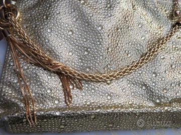 Pochette gioiello color Oro con strass nuova 27x20