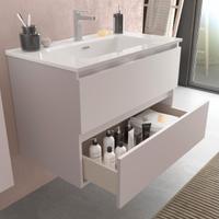 Mobile bagno sospeso 80 cm bianco opaco con lavabo