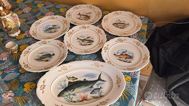 Servizio Piatti da Pesce Vintage in Porcellana