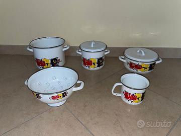 WESTEN BASSANO SET DI 5 PENTOLE SMALTATE DECORATE