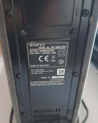 sound bar sony con active sub woofer  sa-wmt300