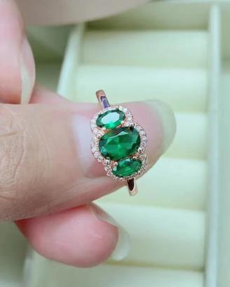 PANDORA 180057C01 Anello Trilogy Vintage Verde