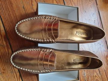 mocassini bronzo dorato