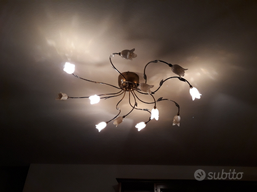 Lampadario/plafoniera in ferro battuto 12 luci