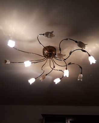 Lampadario/plafoniera in ferro battuto 12 luci
