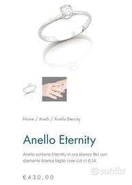 Solitario ONIRIS oro 9kt diamante 0.14kt Rose cut