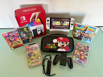 NINTENDO SWITCH OLED, 6 GIOCHI, CUSTODIA, BUNDLE