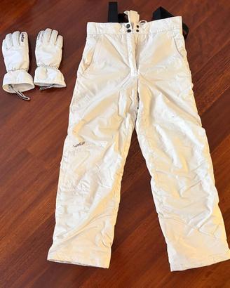 Pantaloni e guanti da sci/snowboard bianco/panna
