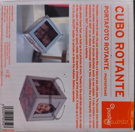 portafoto a cubo rotante con luce a led