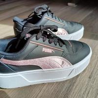 Sneaker Puma nere e rosa platform in pelle n.36