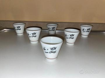 VOV PEZZIOL 6 BICCHIERINI IN VETRO OPALINA 1950