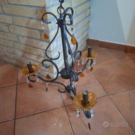 lampadari color bronzo e gocce di vetro
