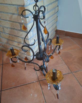 lampadari color bronzo e gocce di vetro