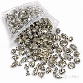 Lotto 300 g perle in resina argentone assortite