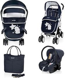 Passeggino Brevi Millestrade Ricami,  blu notturno