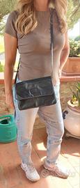 Borsa Vintage "Luisa" in Vera Pelle Blu Navy