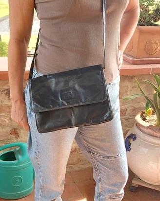 Borsa Vintage "Luisa" in Vera Pelle Blu Navy