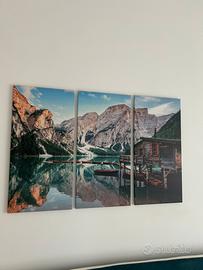 Quadro - Trittico moderno su tela lago di montagna