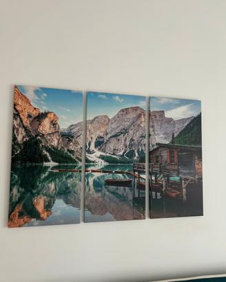 Quadro - Trittico moderno su tela lago di montagna