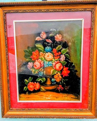 Quadro Vaso di fiori antico dipinto a mano su tela
