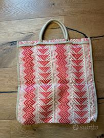 BORSA ROSSA E COLOR CORDA CON DUE MANICI RIGIDI