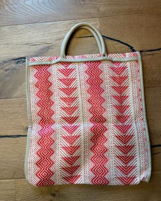 BORSA ROSSA E COLOR CORDA CON DUE MANICI RIGIDI