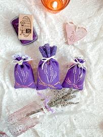 Tris sacchetti in lino di lavanda
