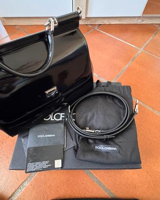 Borsa Sicily Media Vernice Nera Dolce e Gabbana